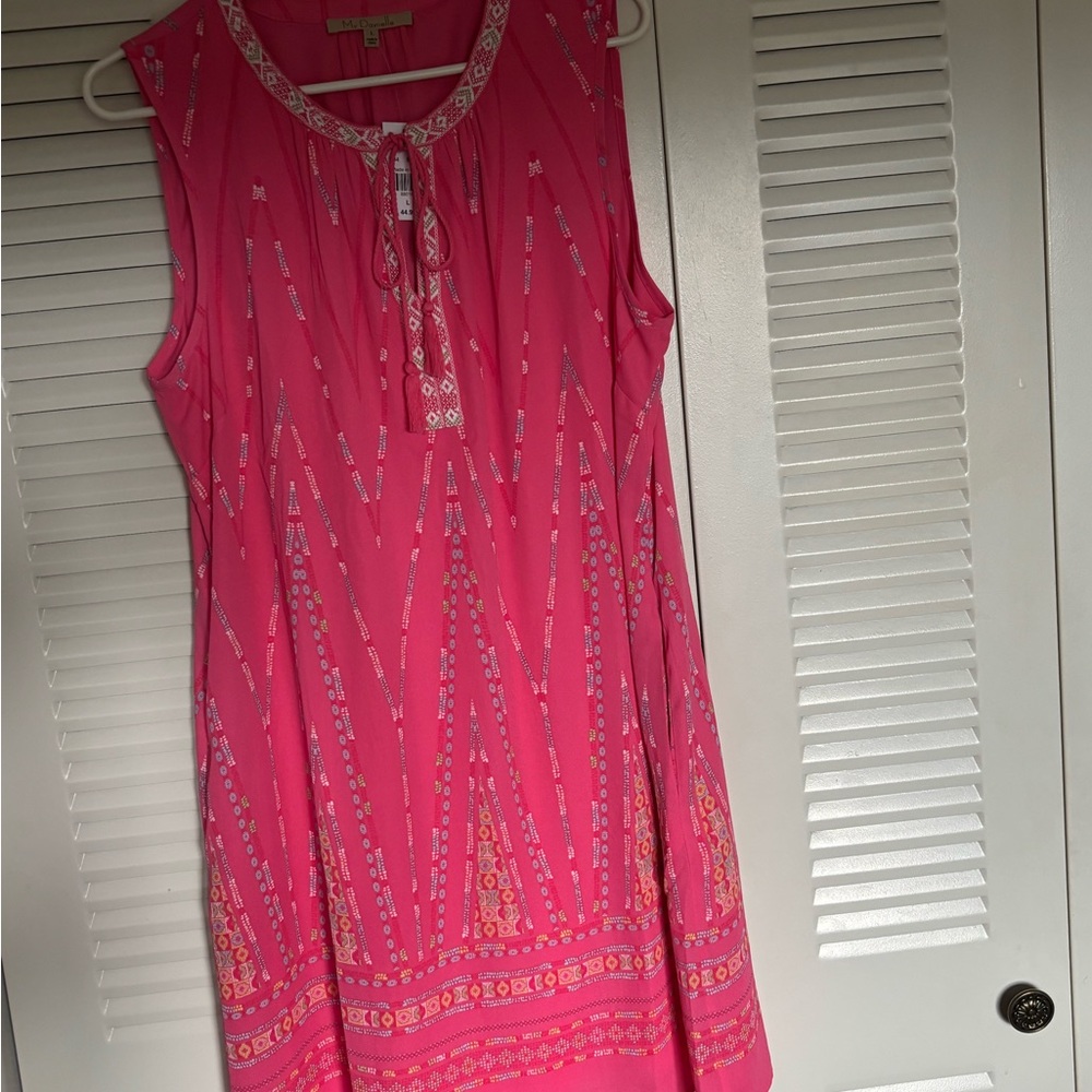 Pink Embellished Buttoned Mini Sundress